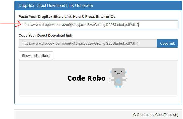 Dropbox Direct Download Link Generator instruction 3
